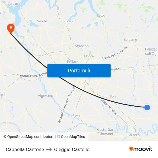 Cappella Cantone to Oleggio Castello map