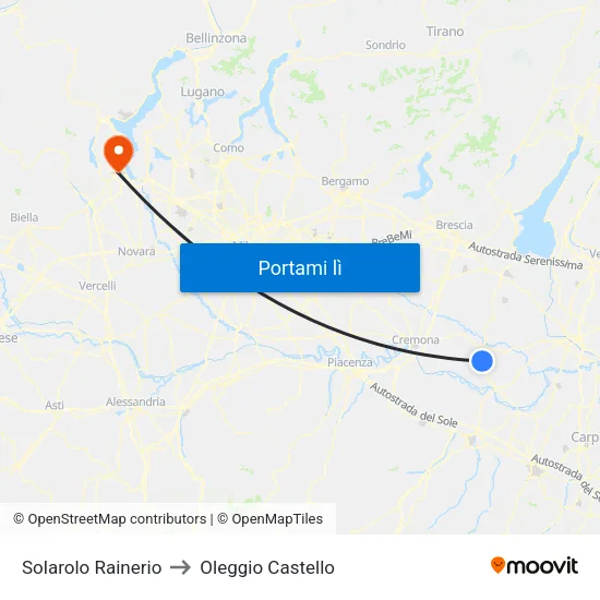 Solarolo Rainerio to Oleggio Castello map