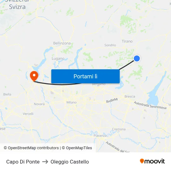 Capo Di Ponte to Oleggio Castello map
