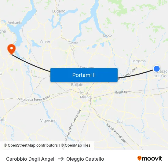 Carobbio Degli Angeli to Oleggio Castello map