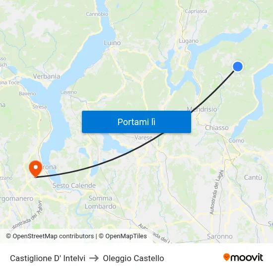 Castiglione D' Intelvi to Oleggio Castello map