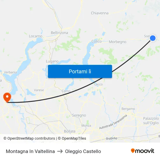 Montagna In Valtellina to Oleggio Castello map