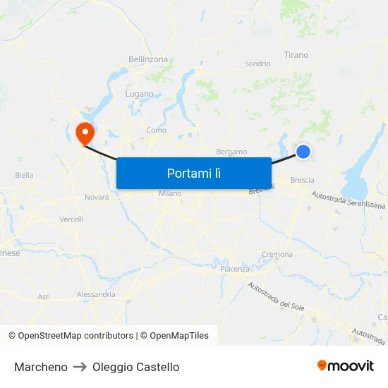 Marcheno to Oleggio Castello map