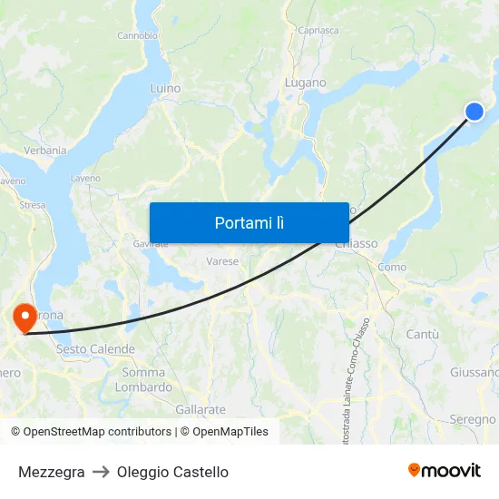 Mezzegra to Oleggio Castello map