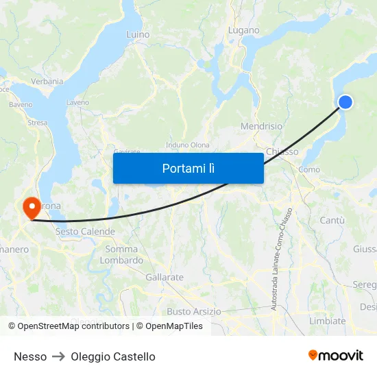 Nesso to Oleggio Castello map