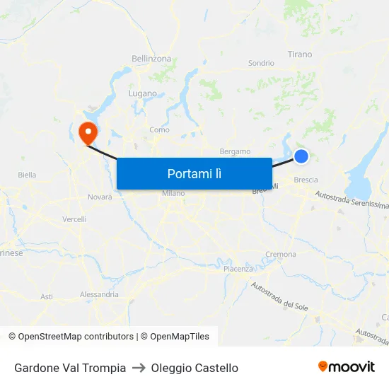 Gardone Val Trompia to Oleggio Castello map