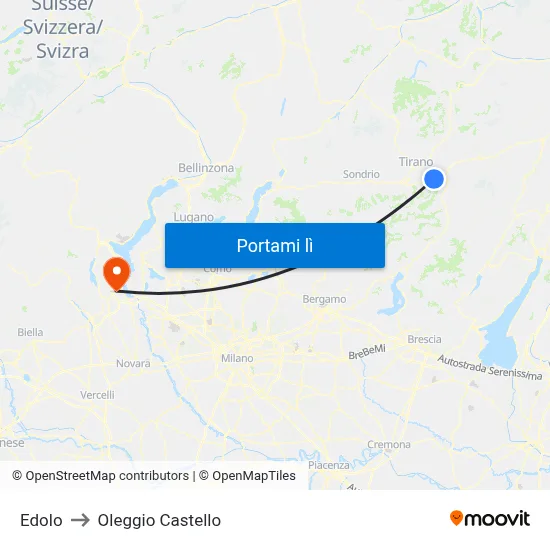 Edolo to Oleggio Castello map