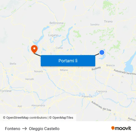 Fonteno to Oleggio Castello map