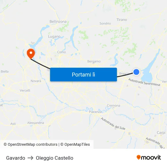 Gavardo to Oleggio Castello map
