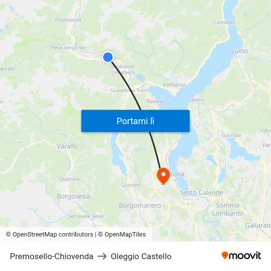 Premosello-Chiovenda to Oleggio Castello map