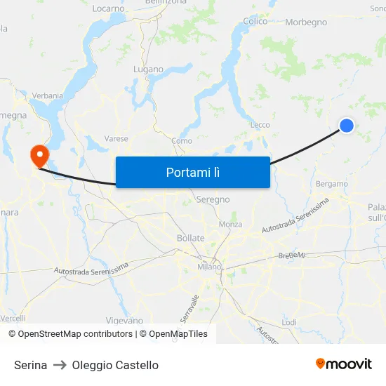 Serina to Oleggio Castello map