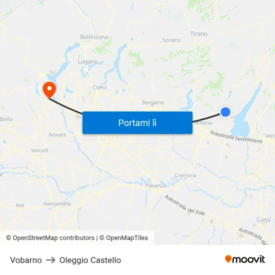 Vobarno to Oleggio Castello map