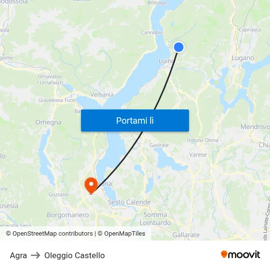 Agra to Oleggio Castello map