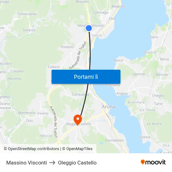 Massino Visconti to Oleggio Castello map