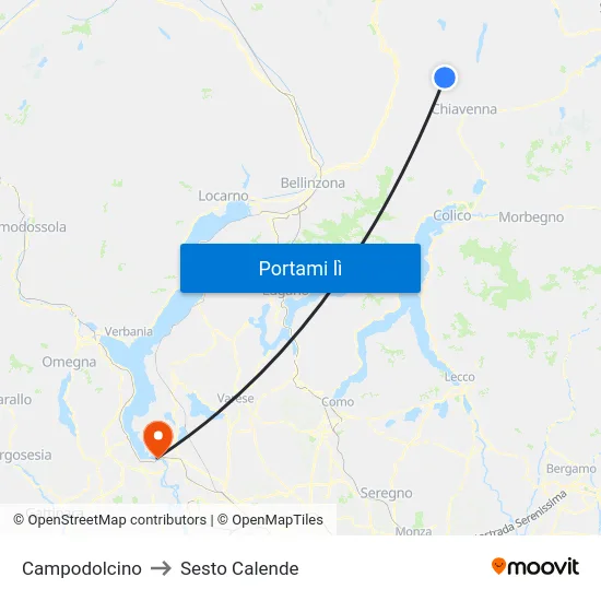 Campodolcino to Sesto Calende map