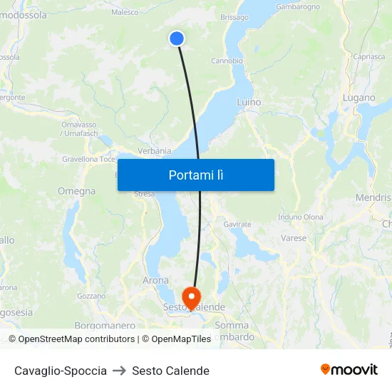 Cavaglio-Spoccia to Sesto Calende map