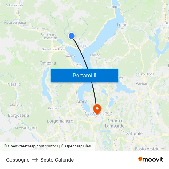 Cossogno to Sesto Calende map