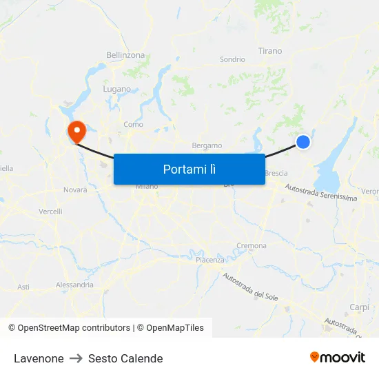 Lavenone to Sesto Calende map