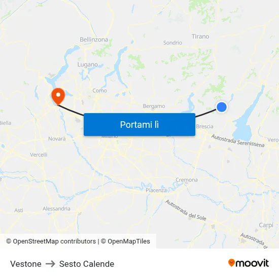 Vestone to Sesto Calende map