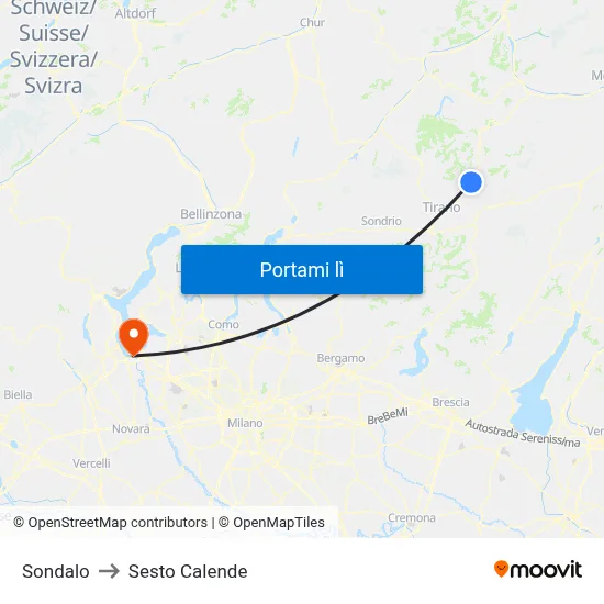Sondalo to Sesto Calende map