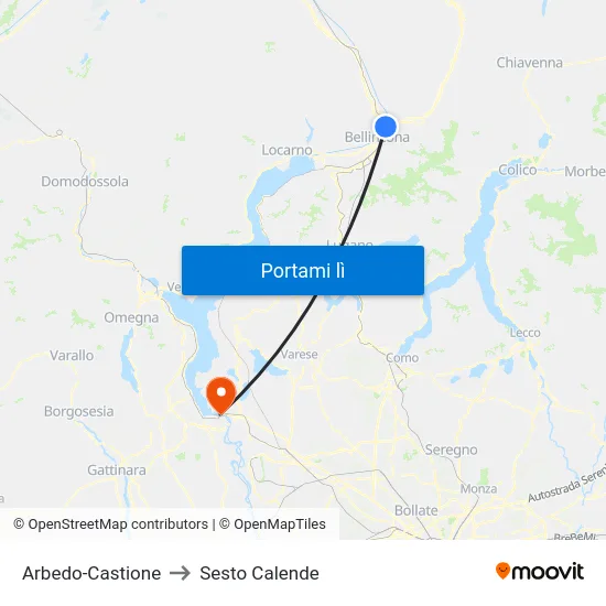 Arbedo-Castione to Sesto Calende map