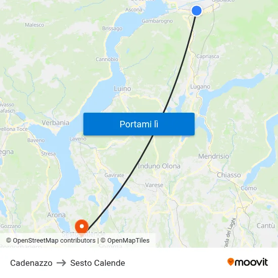 Cadenazzo to Sesto Calende map