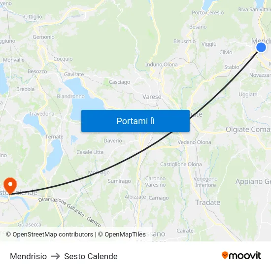Mendrisio to Sesto Calende map