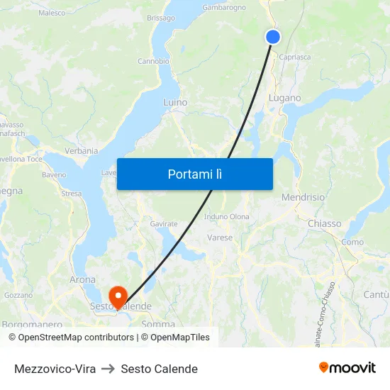 Mezzovico-Vira to Sesto Calende map