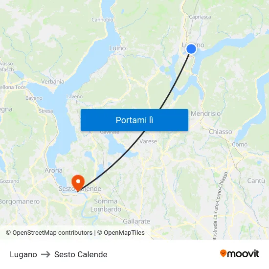 Lugano to Sesto Calende map