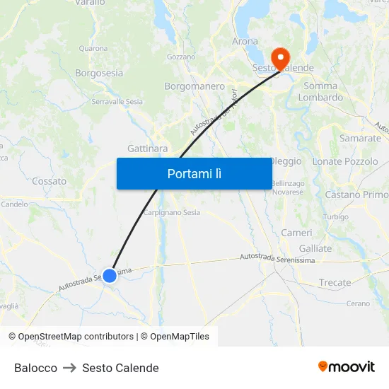 Balocco to Sesto Calende map