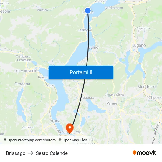 Brissago to Sesto Calende map