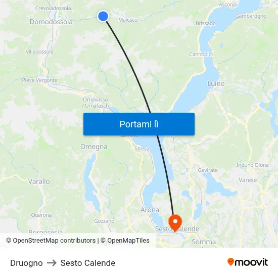 Druogno to Sesto Calende map