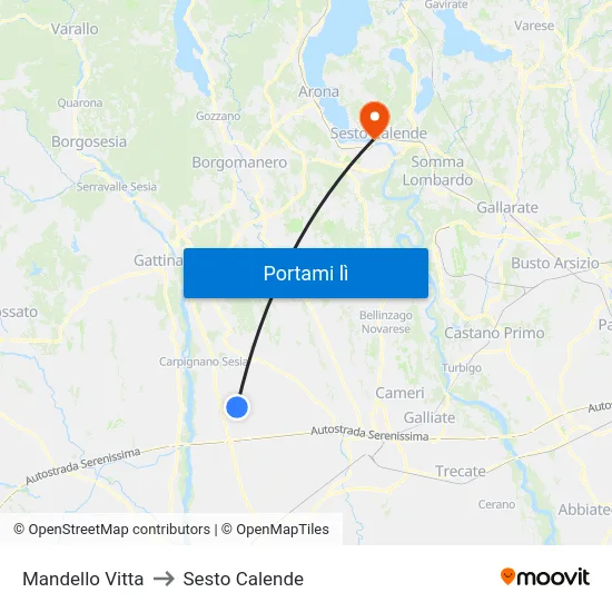 Mandello Vitta to Sesto Calende map
