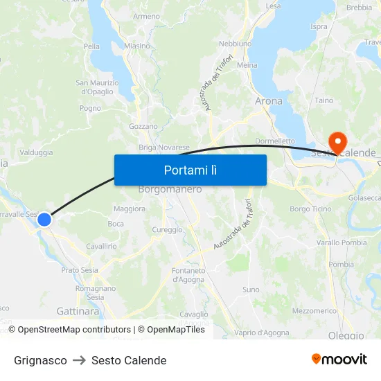 Grignasco to Sesto Calende map