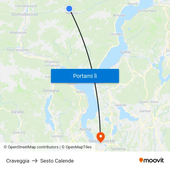 Craveggia to Sesto Calende map