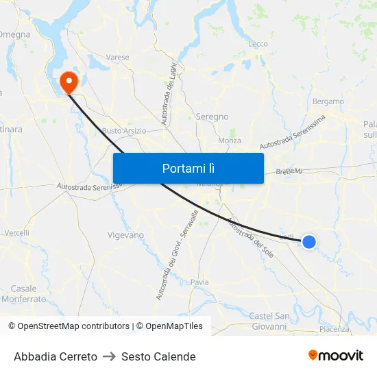 Abbadia Cerreto to Sesto Calende map