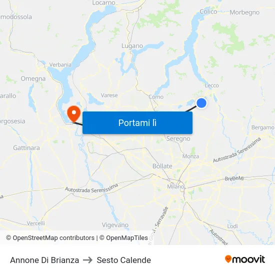 Annone Di Brianza to Sesto Calende map