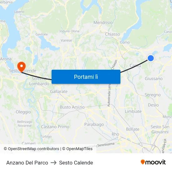 Anzano Del Parco to Sesto Calende map