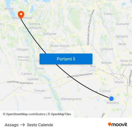 Assago to Sesto Calende map
