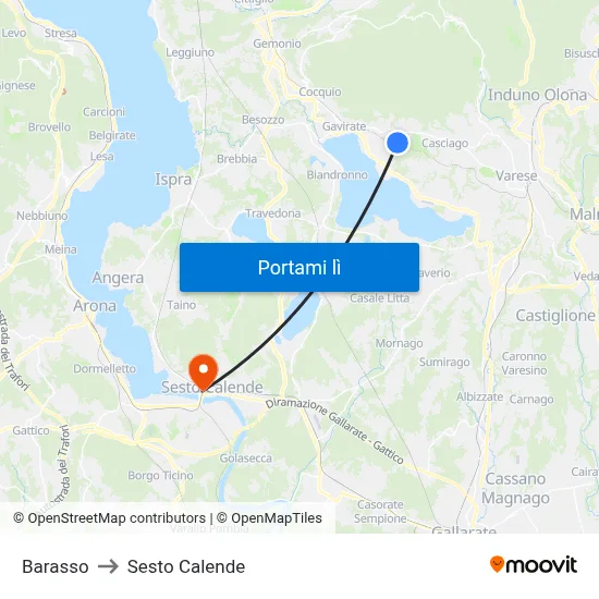 Barasso to Sesto Calende map
