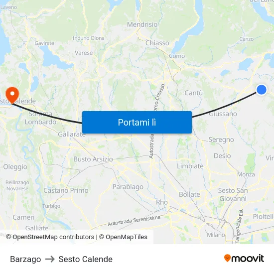 Barzago to Sesto Calende map