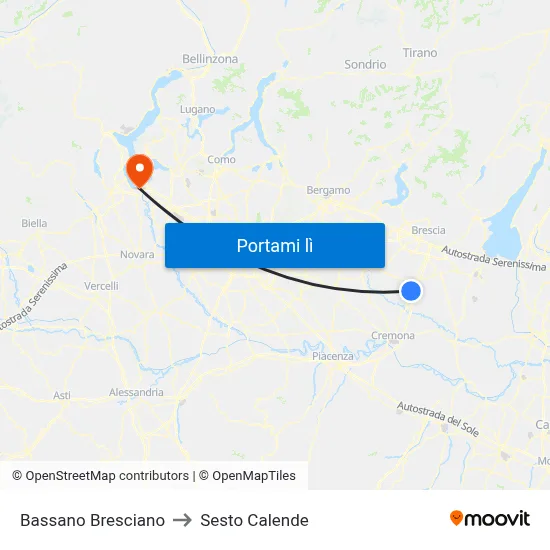 Bassano Bresciano to Sesto Calende map