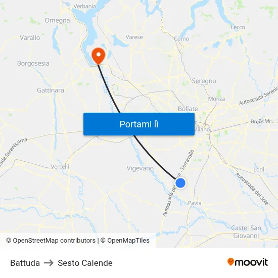 Battuda to Sesto Calende map