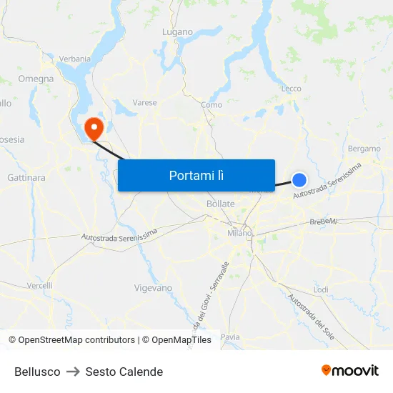 Bellusco to Sesto Calende map