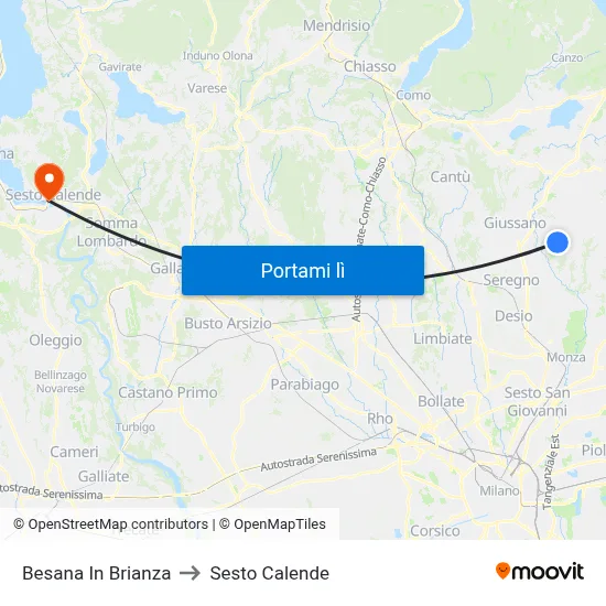 Besana In Brianza to Sesto Calende map