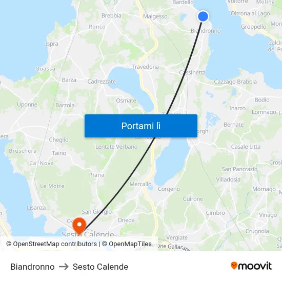 Biandronno to Sesto Calende map