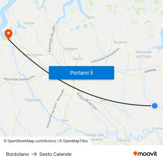 Bordolano to Sesto Calende map