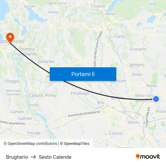 Brugherio to Sesto Calende map