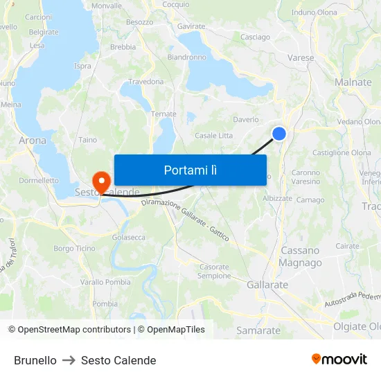 Brunello to Sesto Calende map
