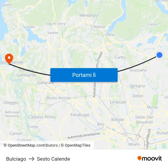 Bulciago to Sesto Calende map